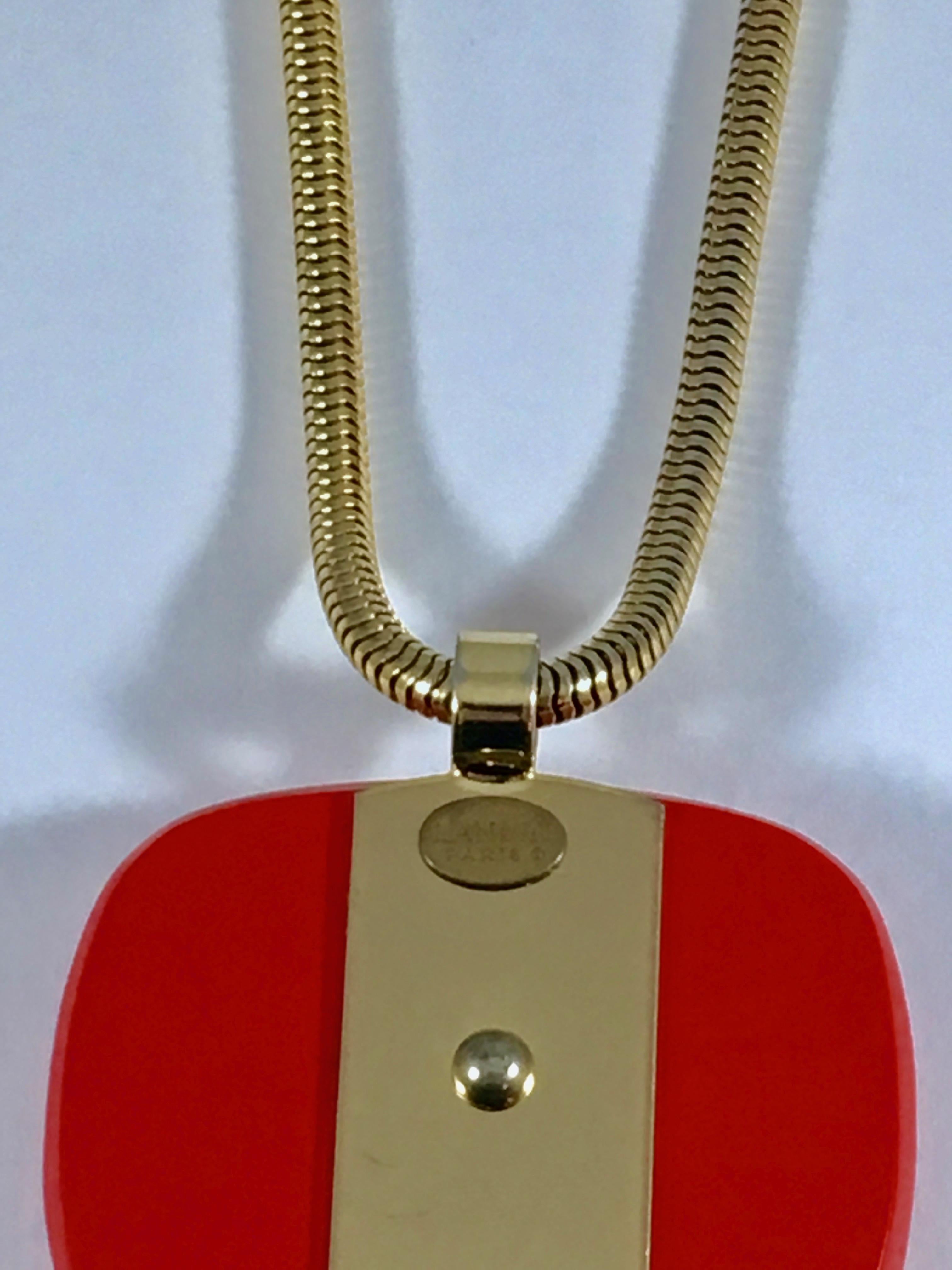 Lanvin Red and Navy Modernist Pendant Necklace, 1970s For Sale 3