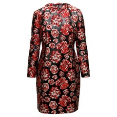 Lanvin Red & Black Floral Shift Dress