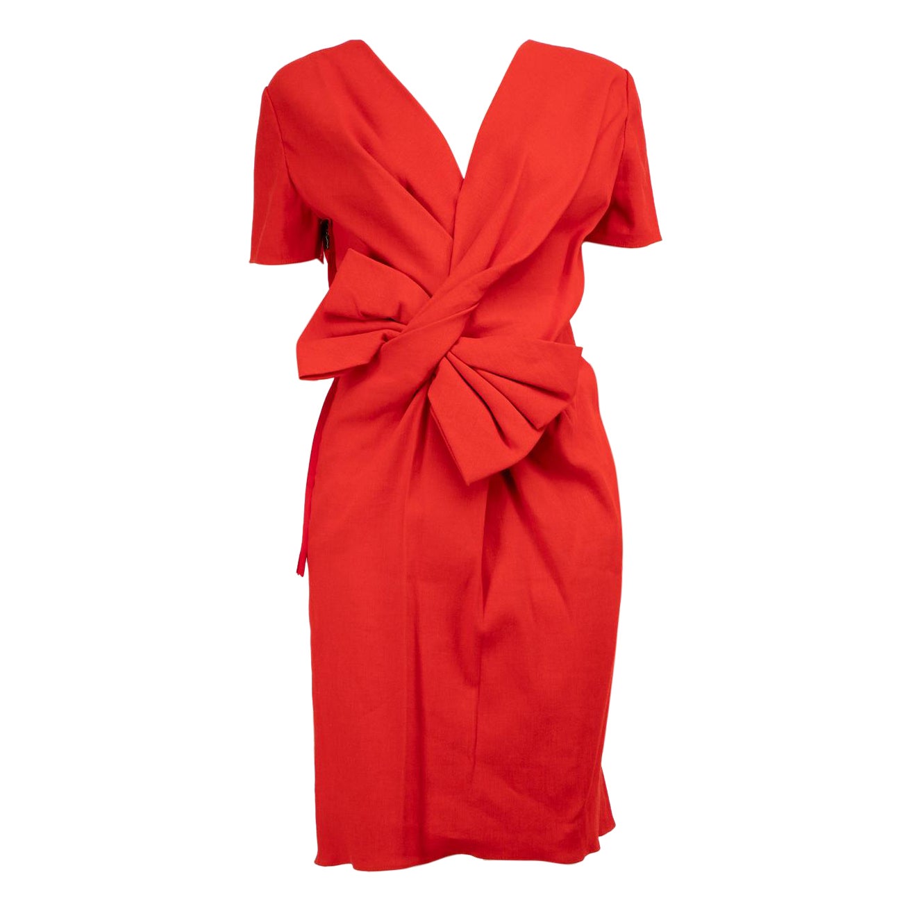 Lanvin Red Bow Detail Mini Dress Size S