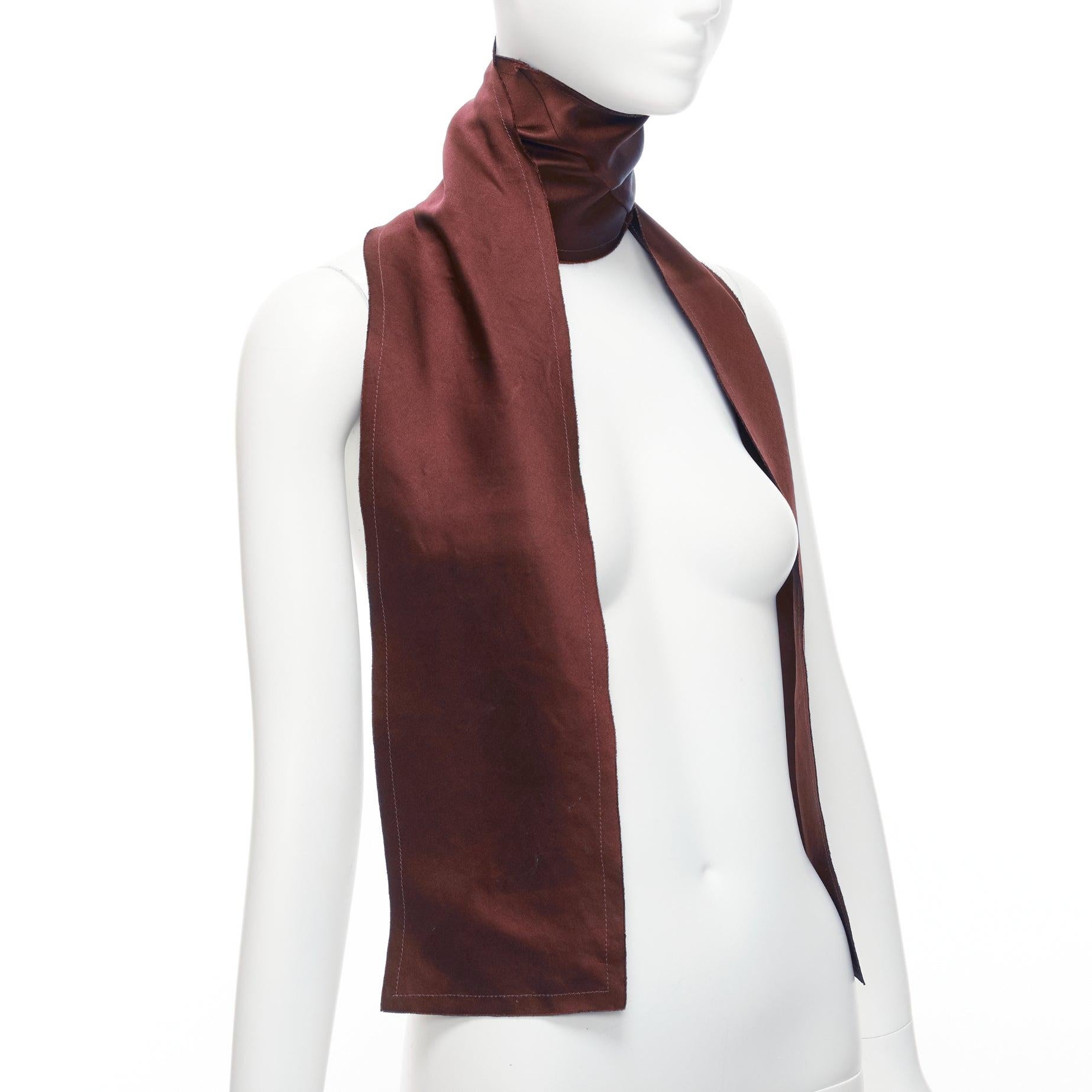 LANVIN red burgundy 100% silk made in france frayed edge rectangular scarf In Excellent Condition For Sale In Hong Kong, NT