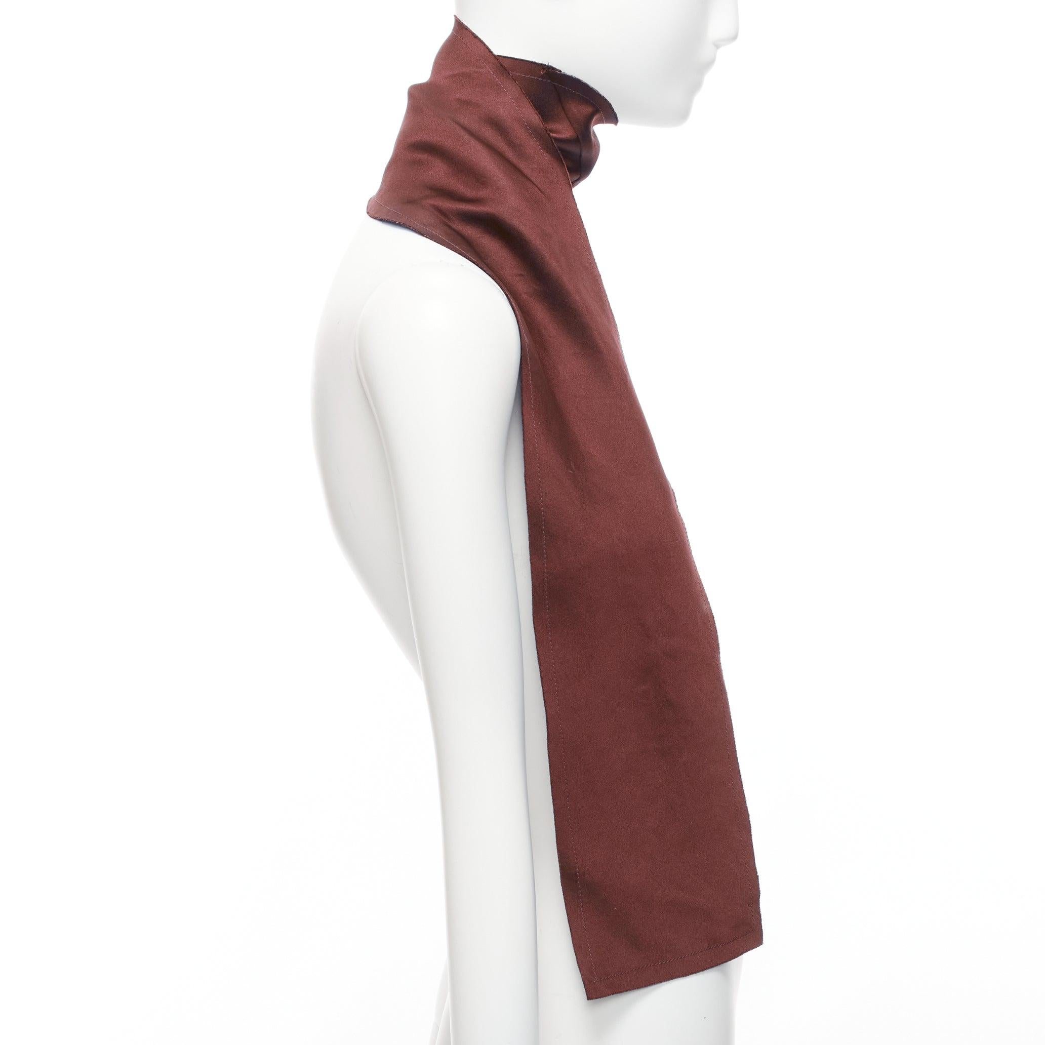 LANVIN red burgundy 100% silk made in france frayed edge rectangular scarf In Excellent Condition For Sale In Hong Kong, NT