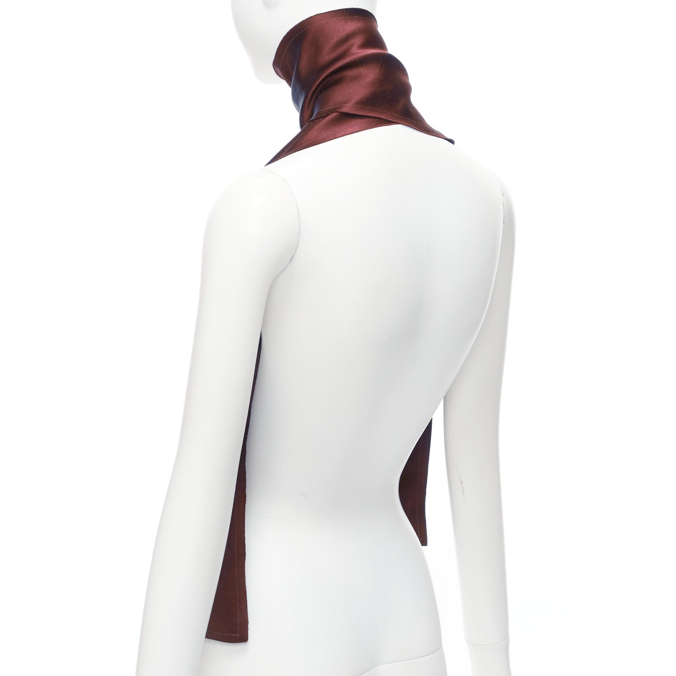 LANVIN red burgundy 100% silk made in france frayed edge rectangular scarf For Sale 1