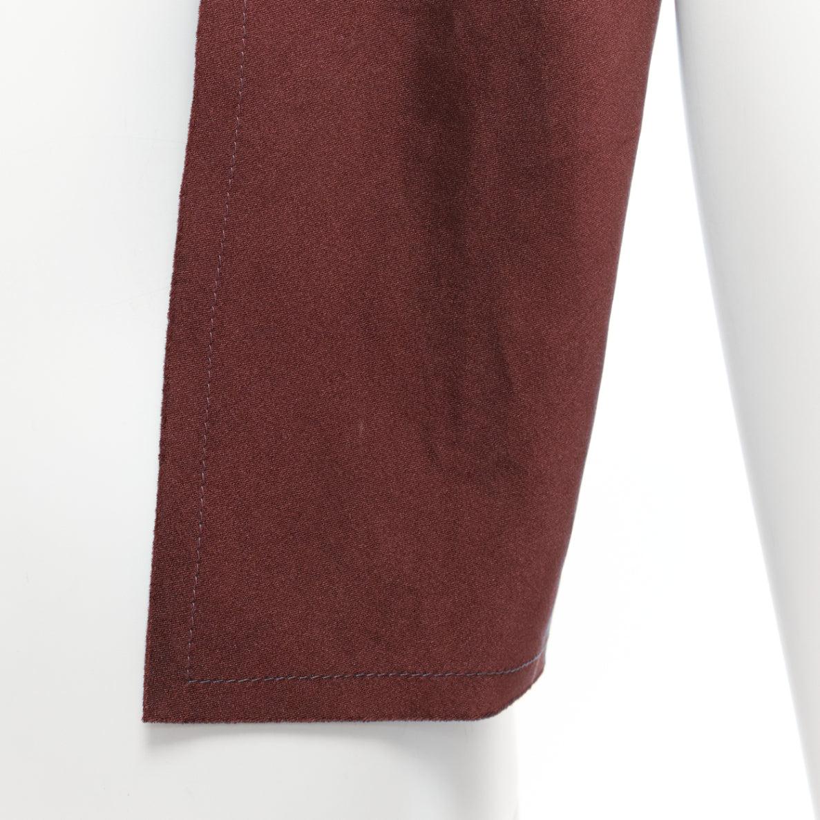 LANVIN red burgundy 100% silk made in france frayed edge rectangular scarf For Sale 3