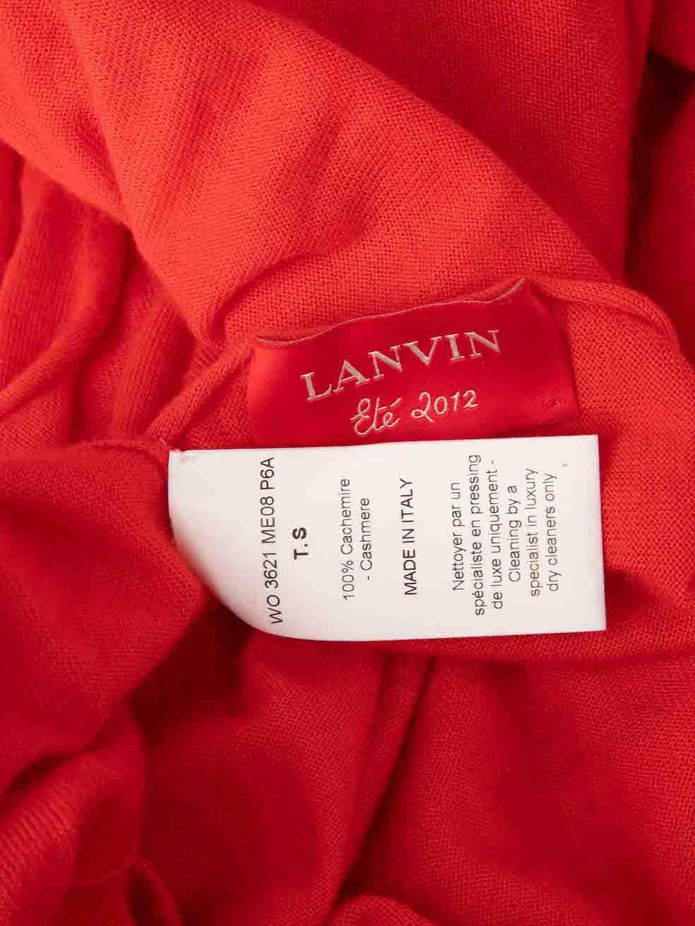 Lanvin Red Cashmere Fine Knit Draped Shoulder Top Size S For Sale 1