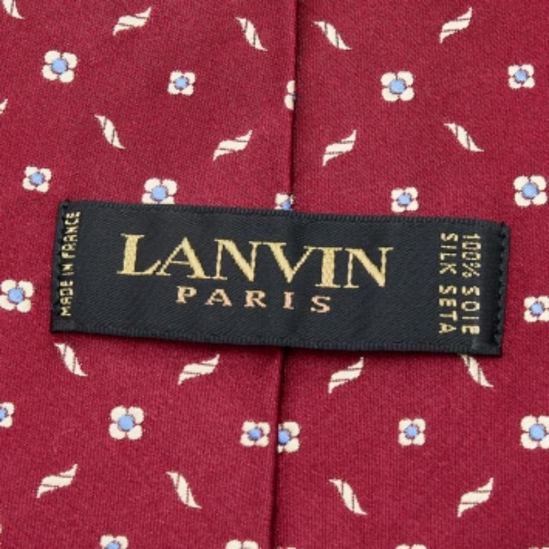 Rosso Cravatta Lanvin in raso di seta con motivo floreale rosso in vendita