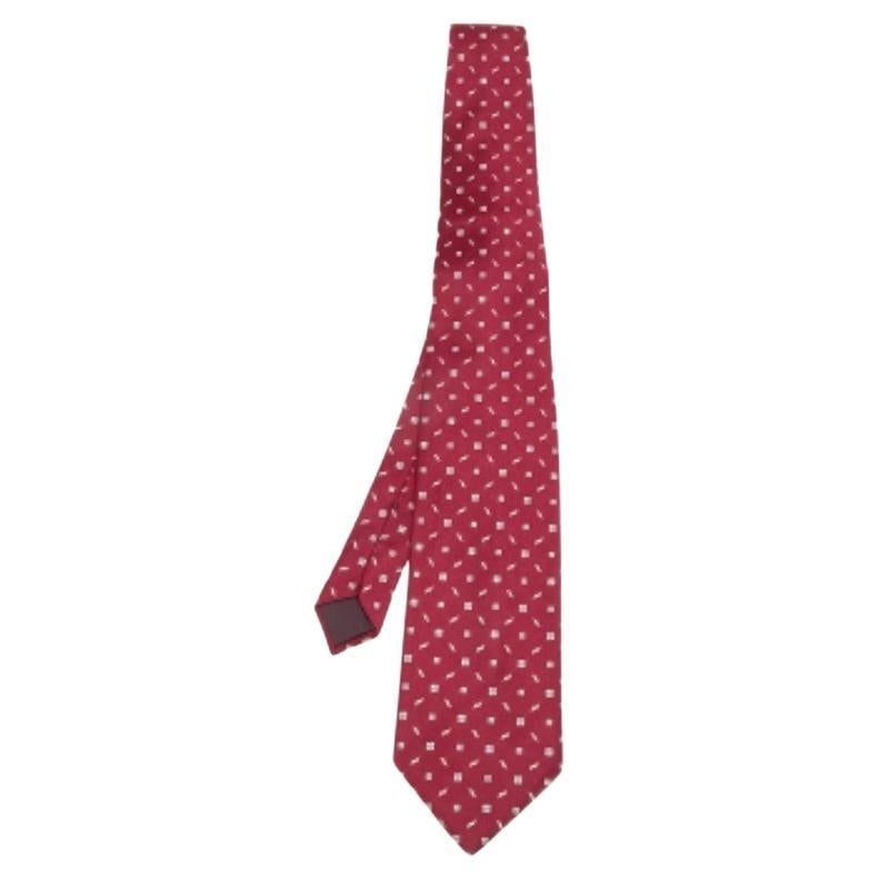 Cravatta Lanvin in raso di seta con motivo floreale rosso
