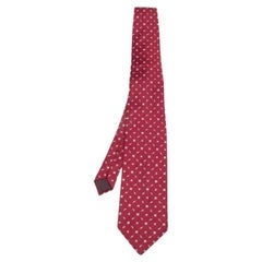 Cravatta Lanvin in raso di seta con motivo floreale rosso