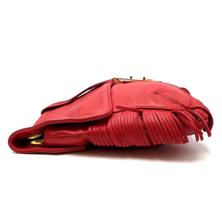 Women's Lanvin Red Leather Fringed Shoulder Bag For Sale