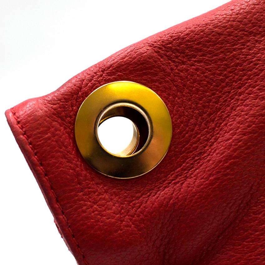 Lanvin Red Leather Fringed Shoulder Bag For Sale 1