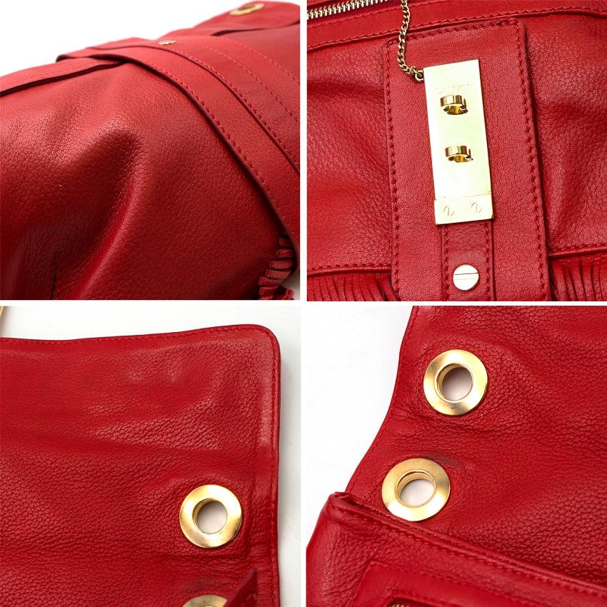 Lanvin Red Leather Fringed Shoulder Bag For Sale 3