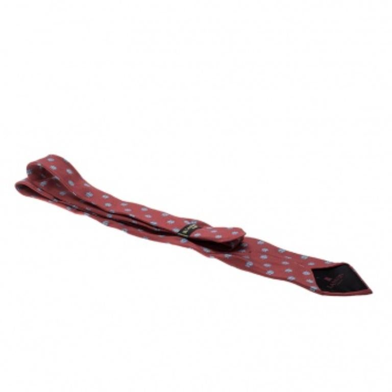 Lanvin Red Printed Silk Tie Marrón en venta