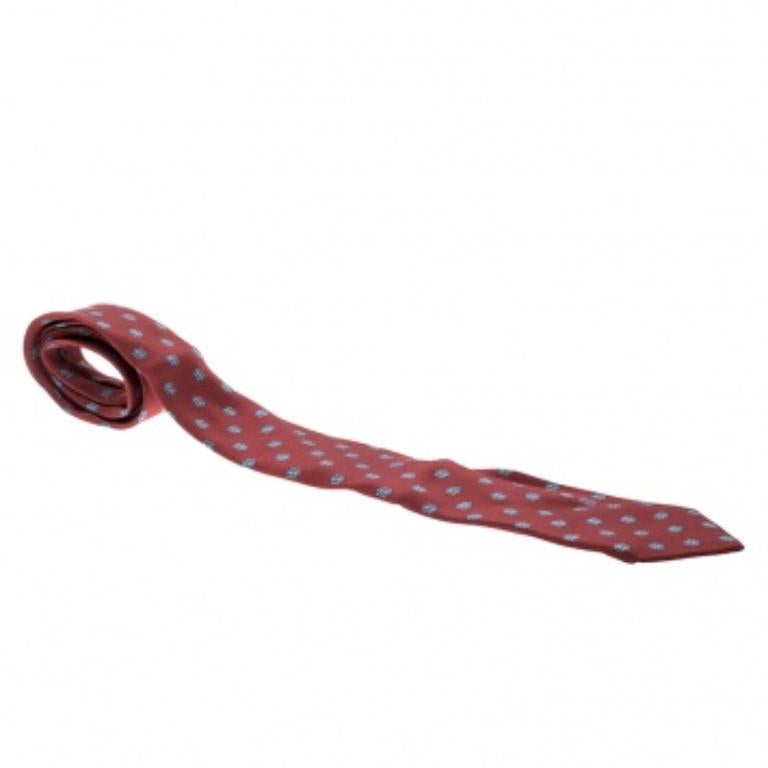 Lanvin Red Printed Silk Tie en Bueno estado para la venta en Dubai, Al Qouz 2