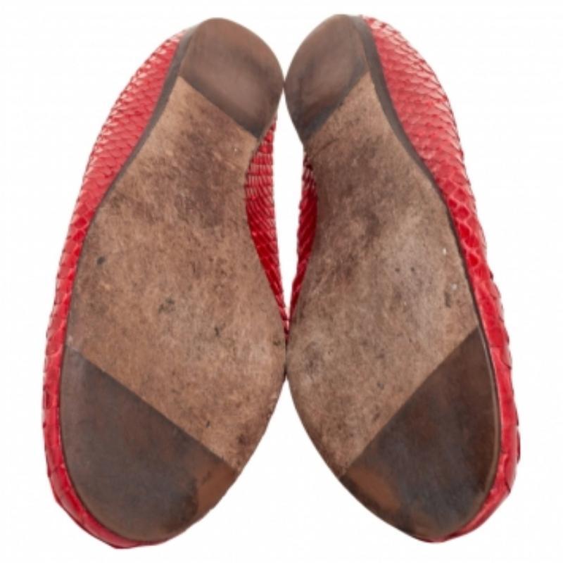 Lanvin Bailarinas Piel Pitón Rojo Scrunch Talla 36 en venta 3