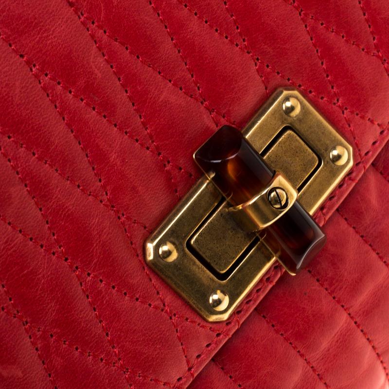 Women's Lanvin Red Quilted Leather Mini Pop Crossbody Bag