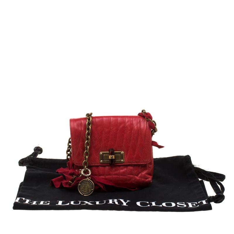 Lanvin Red Quilted Leather Mini Pop Crossbody Bag 2