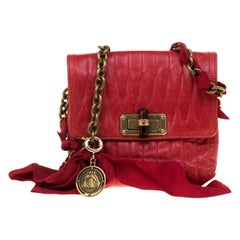 Lanvin Red Quilted Leather Mini Pop Crossbody Bag