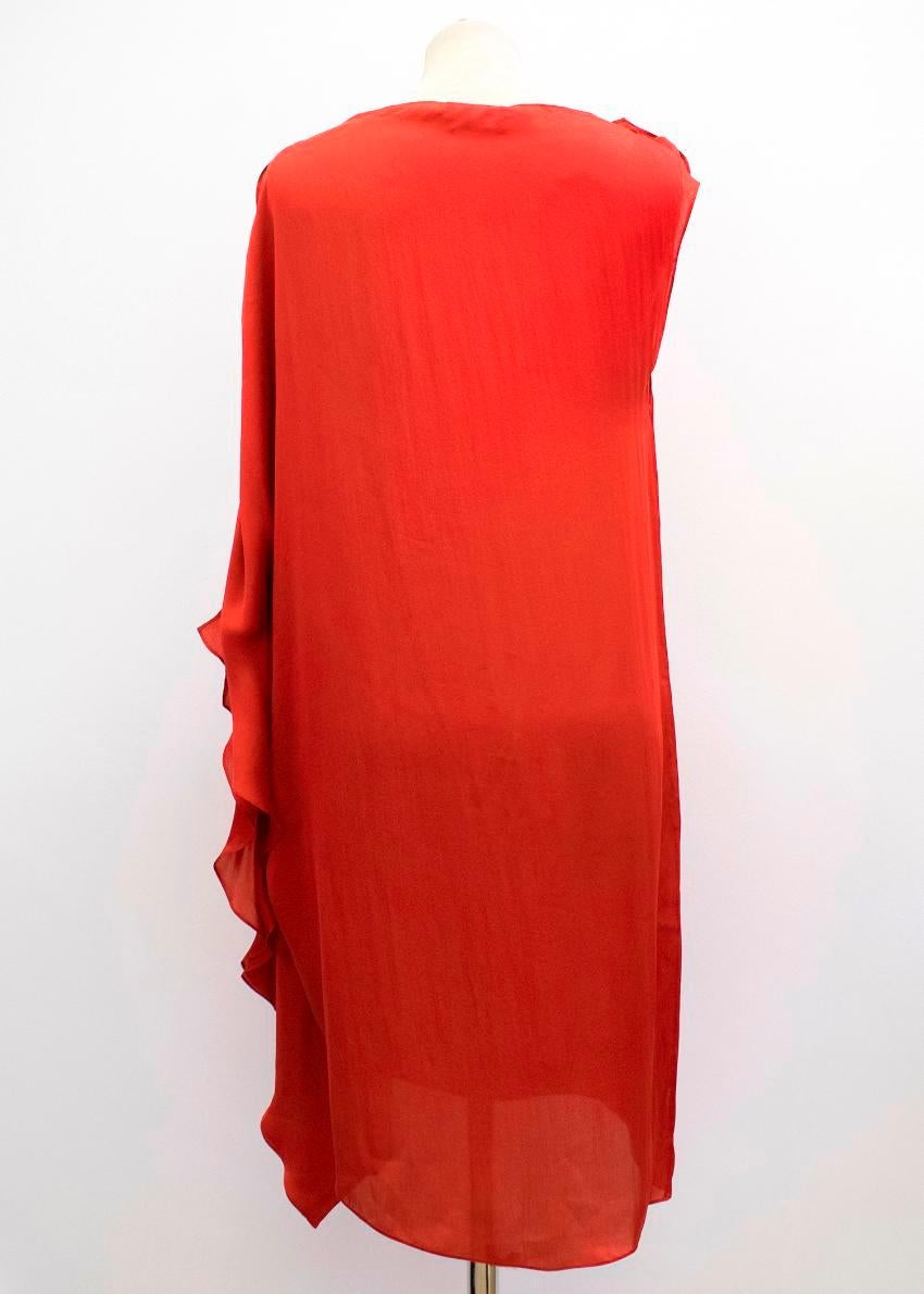 Women's Lanvin Red Silk Asymmetric Dress US 6
