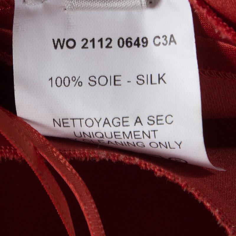 Lanvin Red Silk Draped Back Detail Sleeveless Dress M 3