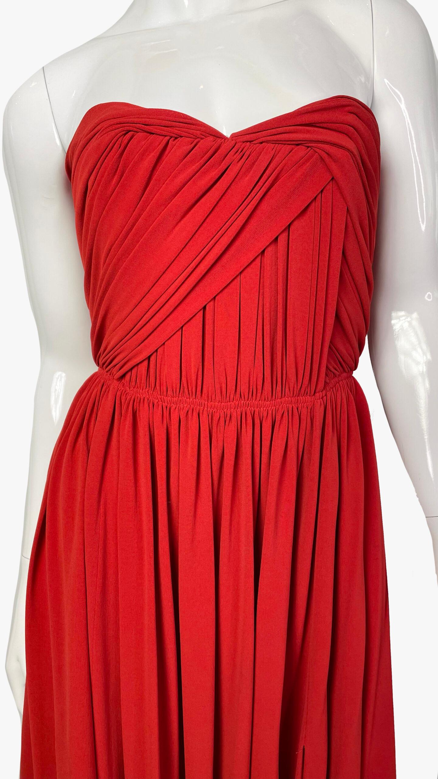 Red Lanvin red strapless bustier dress, 2012 For Sale