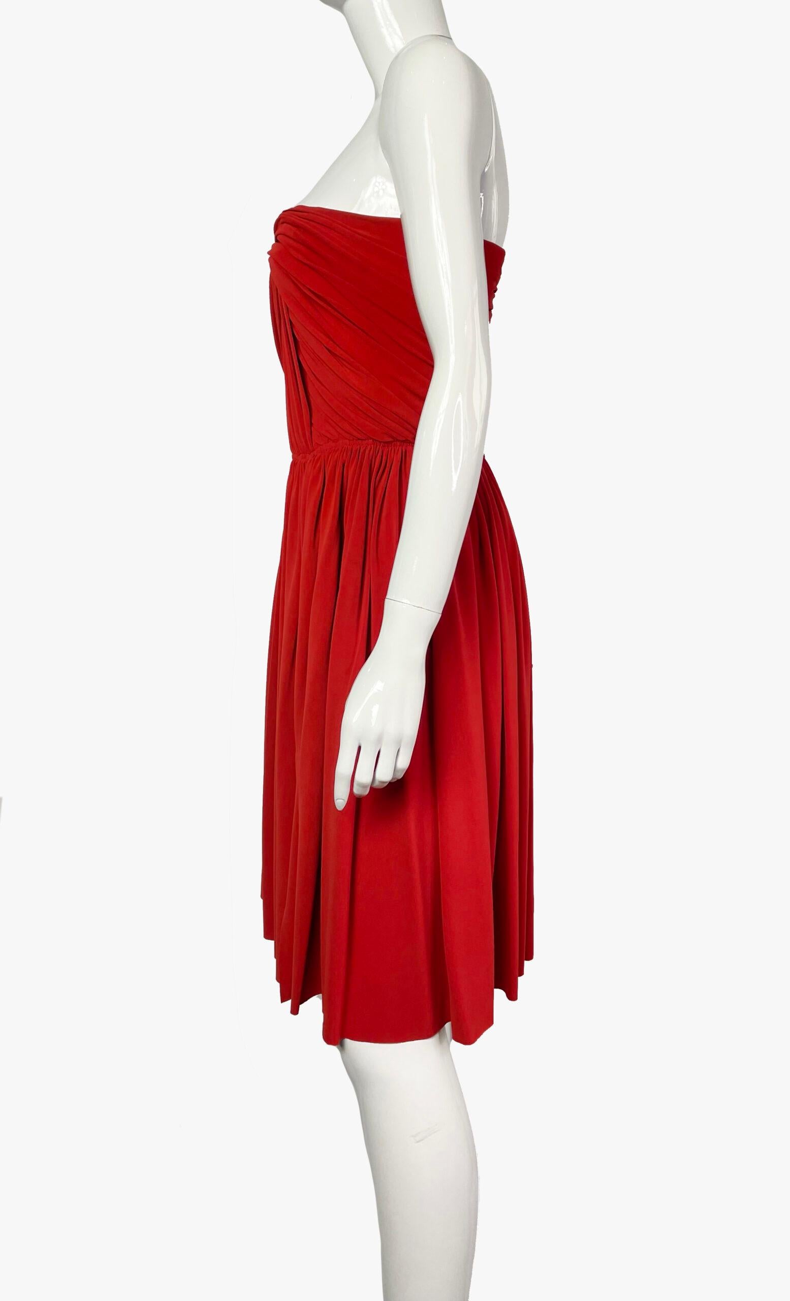 Lanvin red strapless bustier dress, 2012 In Good Condition For Sale In New York, NY
