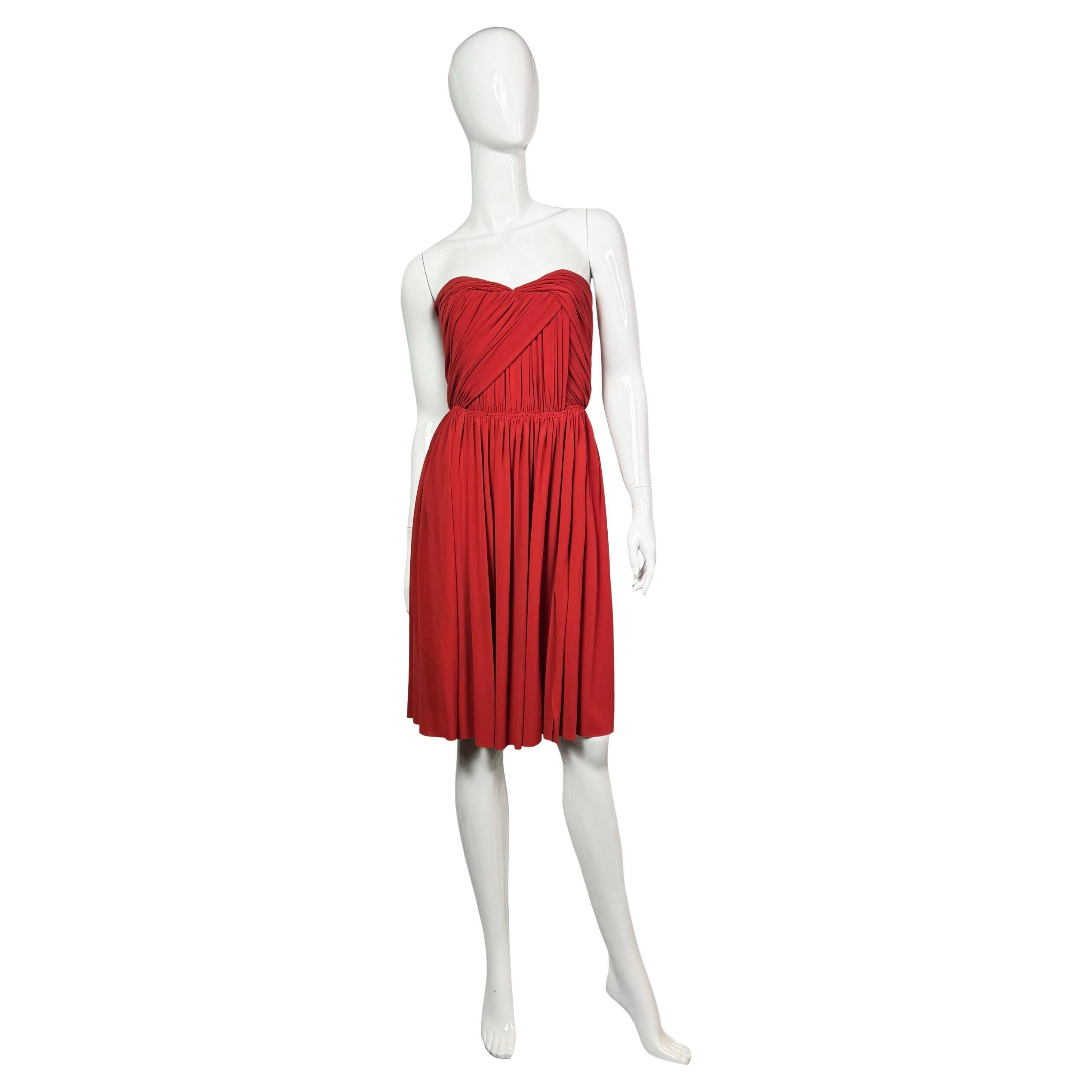 Lanvin red strapless bustier dress, 2012 For Sale