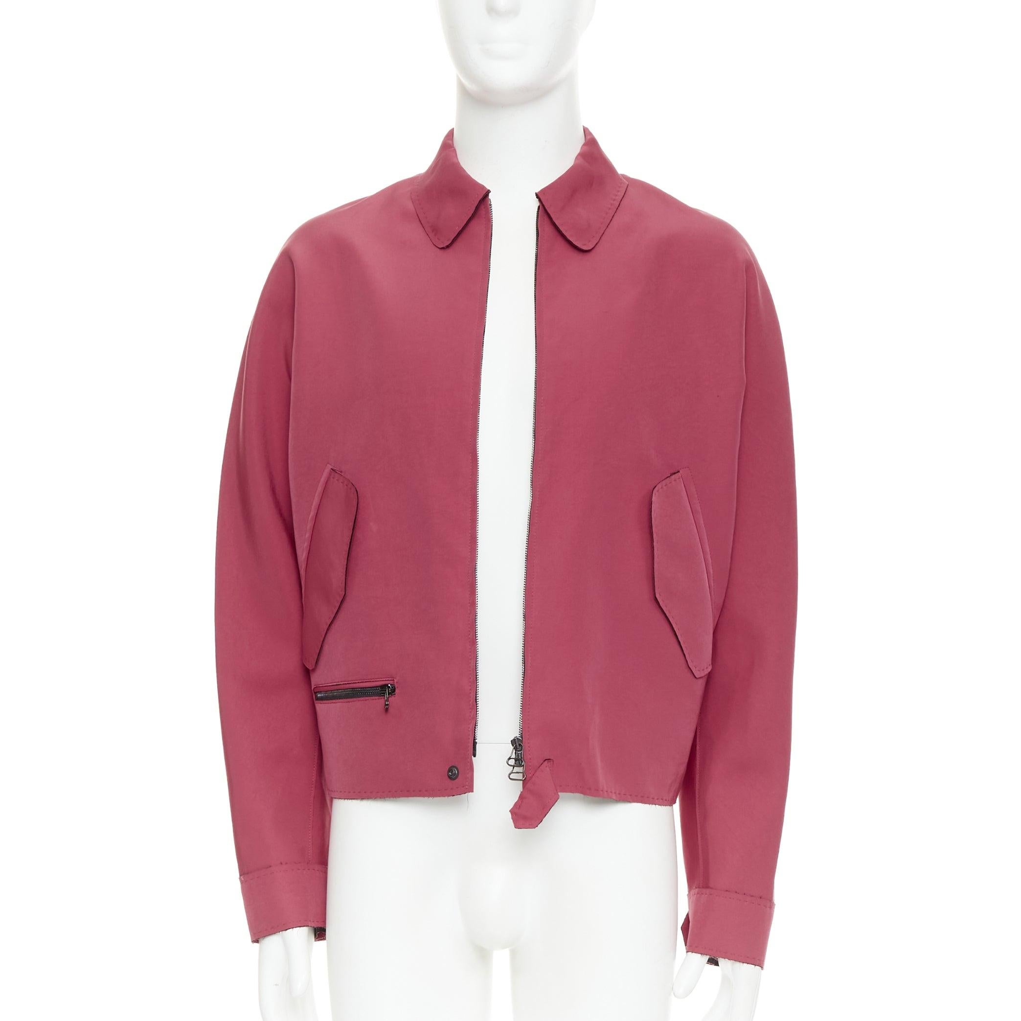 Rouge LANVIN - Veste bomber à poches à rabat en triacétate rouge FR46 S en vente