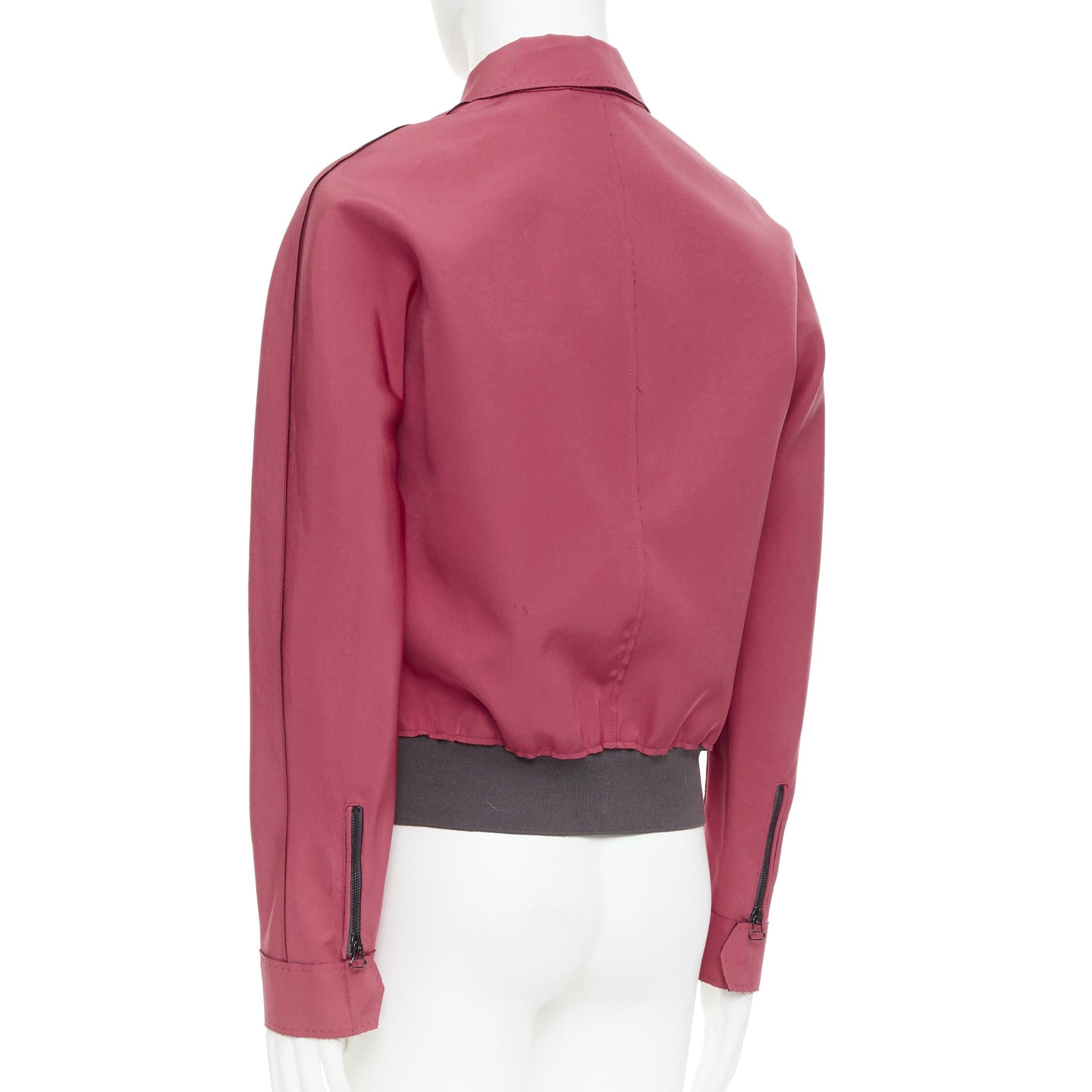 LANVIN - Veste bomber à poches à rabat en triacétate rouge FR46 S en vente 2