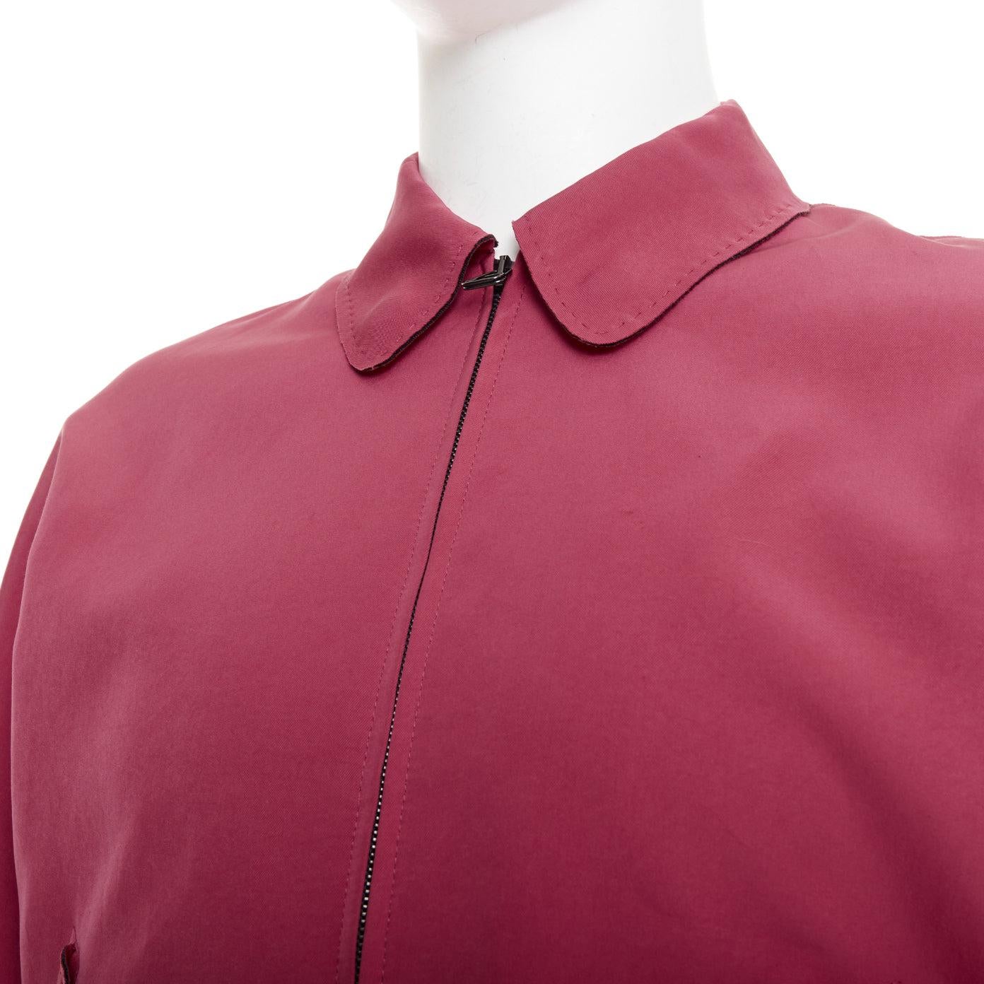 LANVIN - Veste bomber à poches à rabat en triacétate rouge FR46 S en vente 4