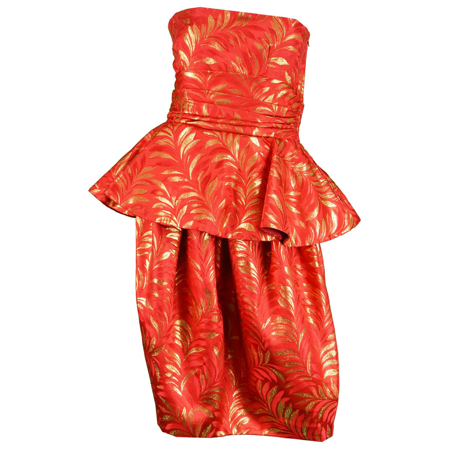 Lanvin Red Vintage Silk Evening Dress For Sale