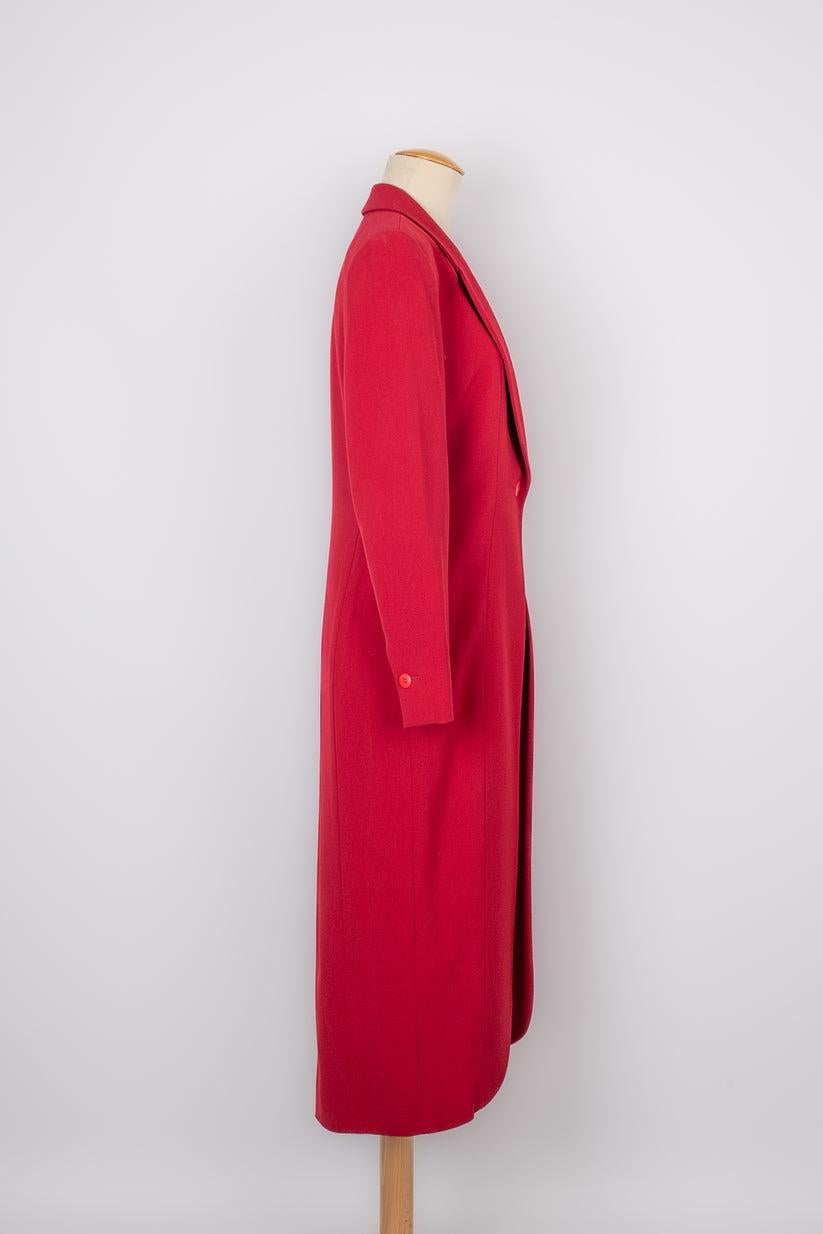 Women's Lanvin Red Wool Coat with a Silk Lining For Sale