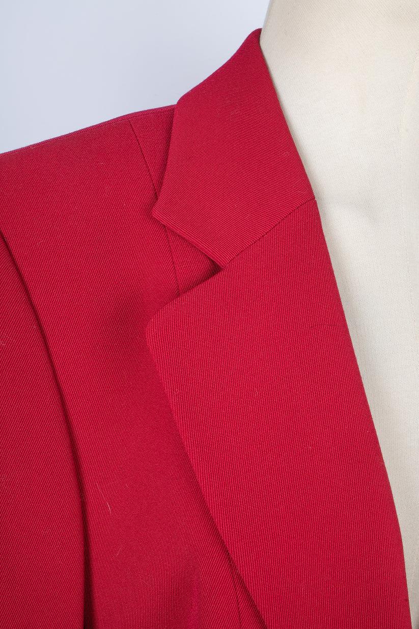 Manteau Lanvin rouge avec doublure en soie en vente 1
