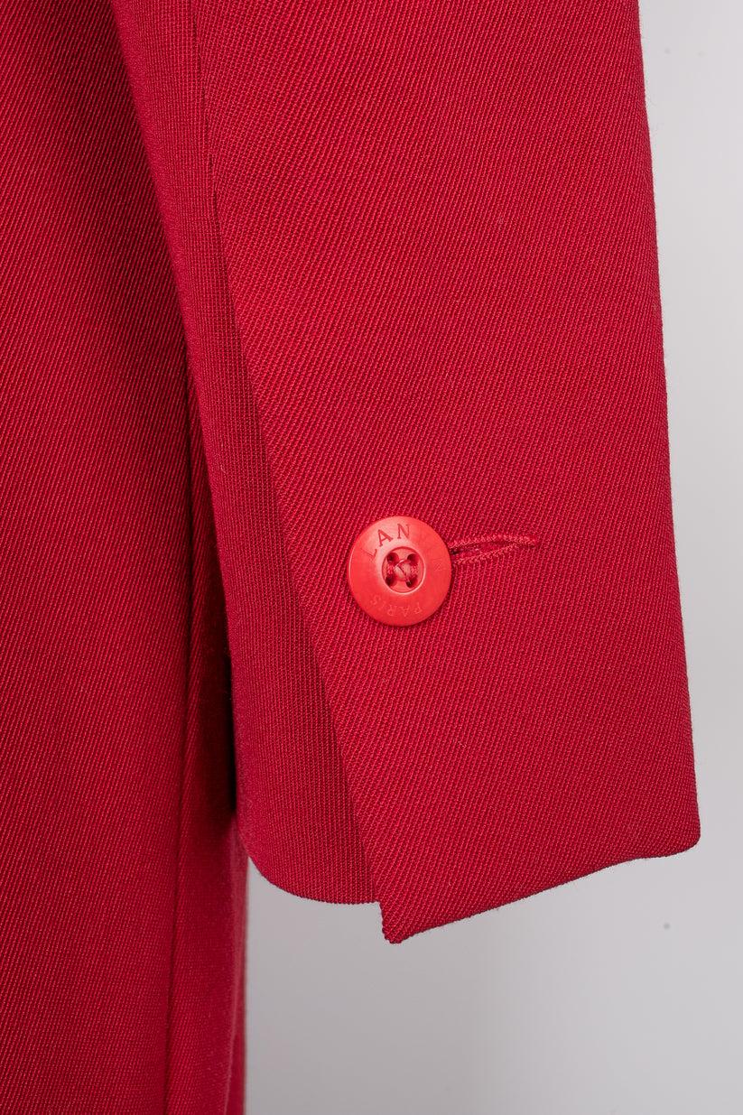 Manteau Lanvin rouge avec doublure en soie en vente 2