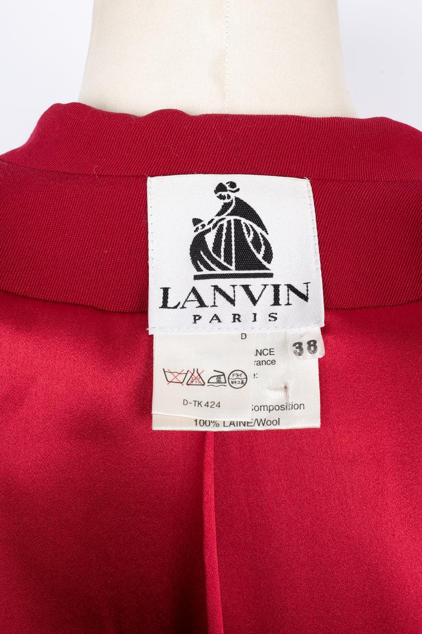 Manteau Lanvin rouge avec doublure en soie en vente 4