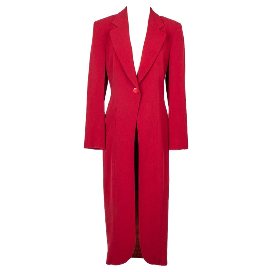 Lanvin Roter Wollmantel mit Seidenfutter und Seidenfutter