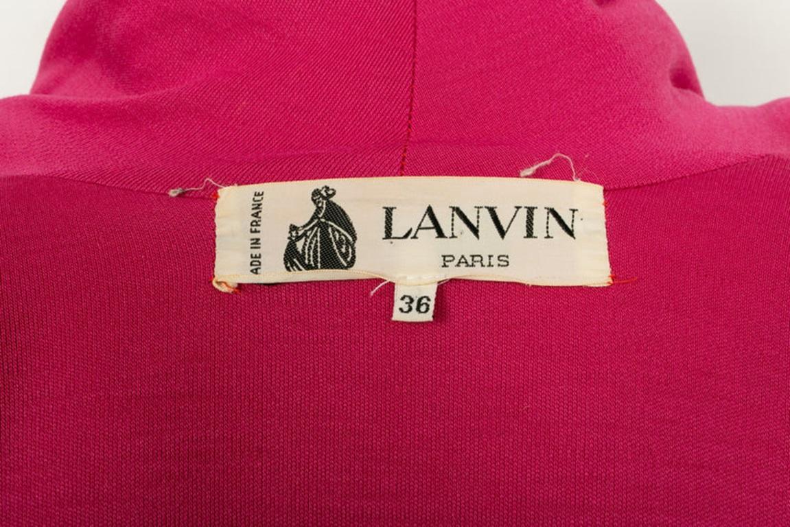 Lanvin Roter Wollmantel mit rosa Jersey-Muster im Angebot 6