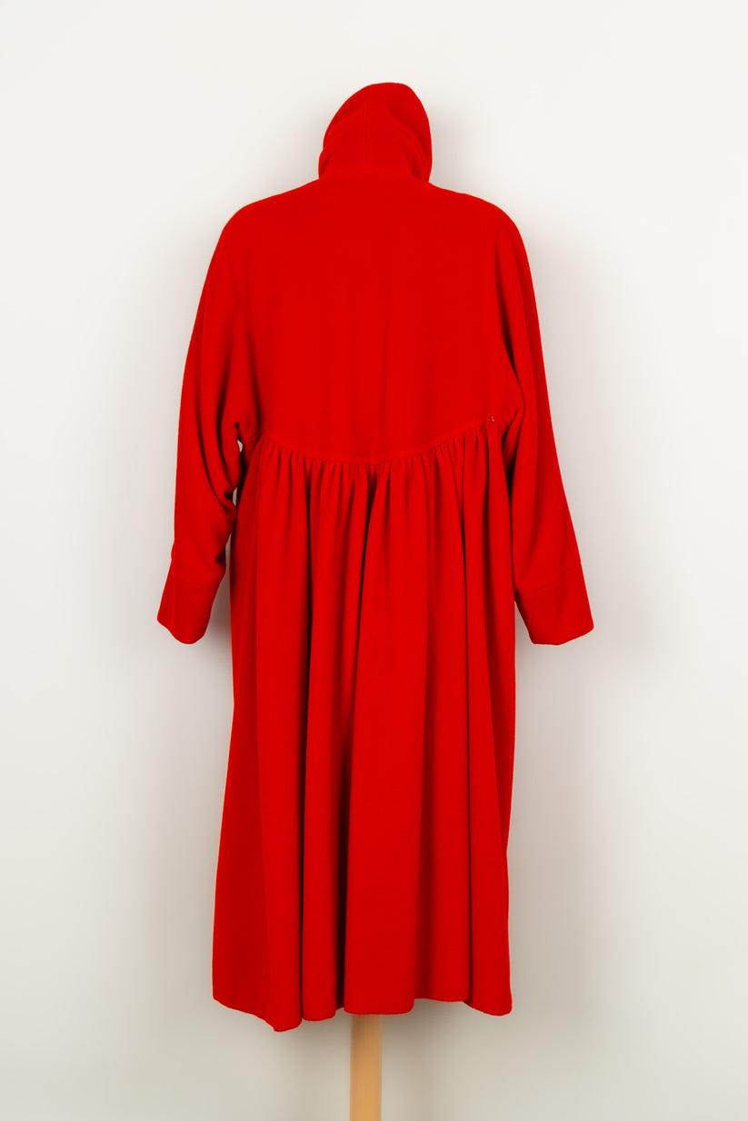 Lanvin Red Woolen Coat with Pink Jersey In Excellent Condition For Sale In SAINT-OUEN-SUR-SEINE, FR