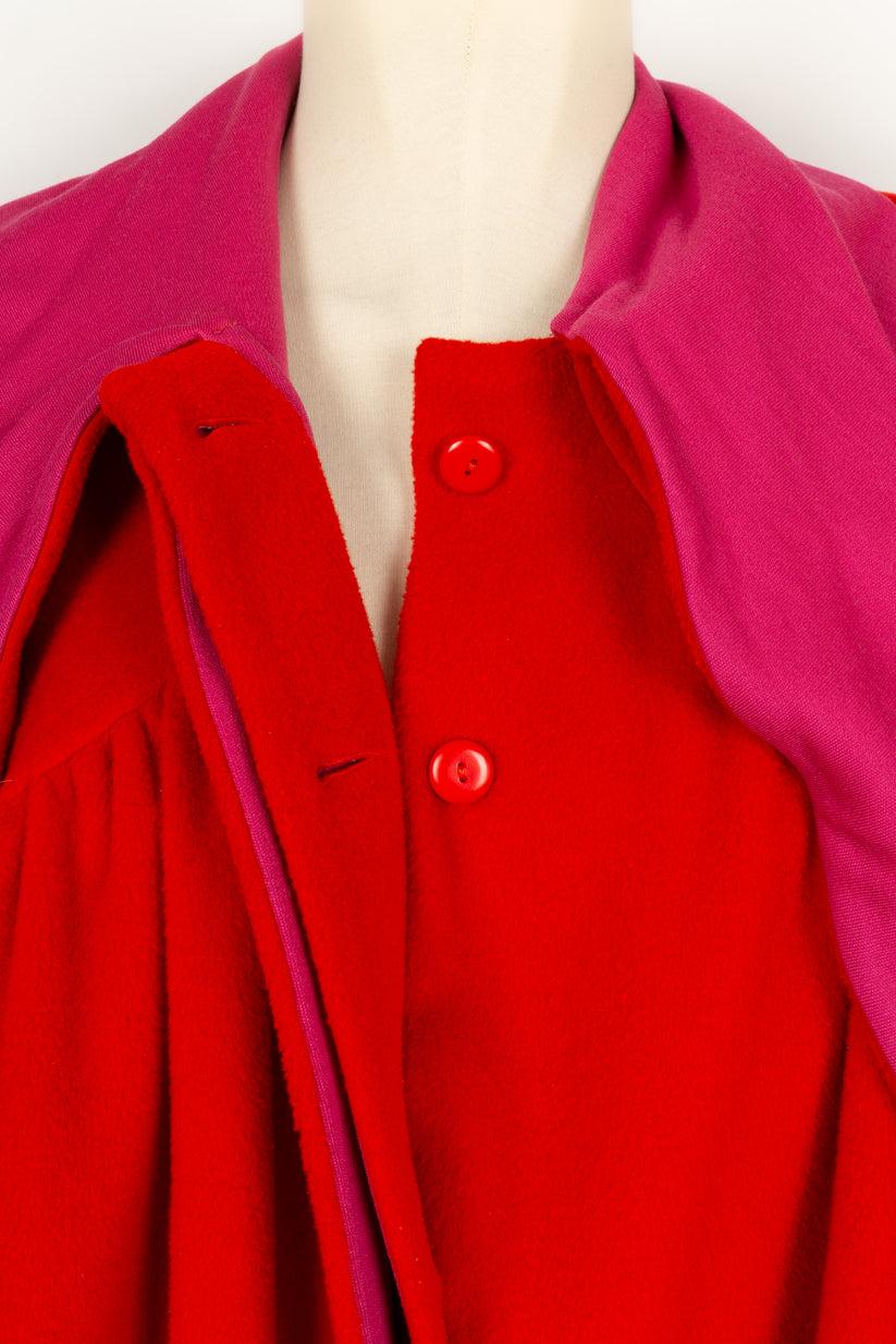Lanvin Red Woolen Coat with Pink Jersey For Sale 4