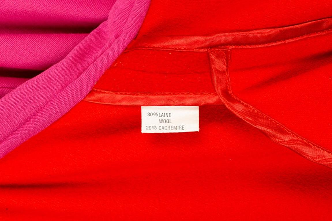 Lanvin Red Woolen Coat with Pink Jersey For Sale 5