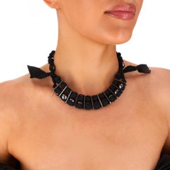 Lanvin Resin Pearls Layered Ribbon Choker Necklace