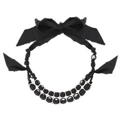 Lanvin Resin Pearls Layered Ribbon Choker Necklace