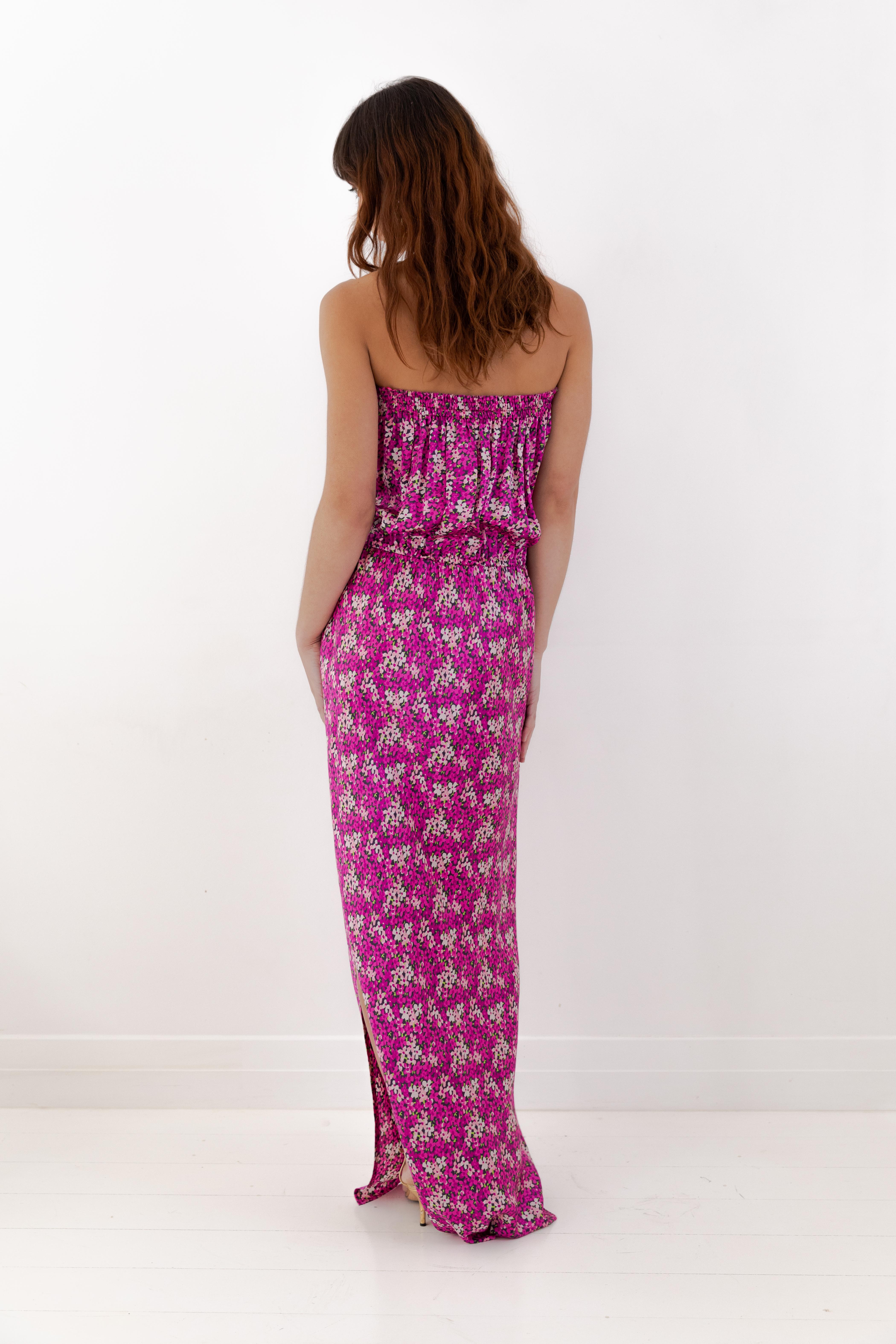 Lanvin Resort 2010 Strapless Floral Print Silk Maxi Gown For Sale 2