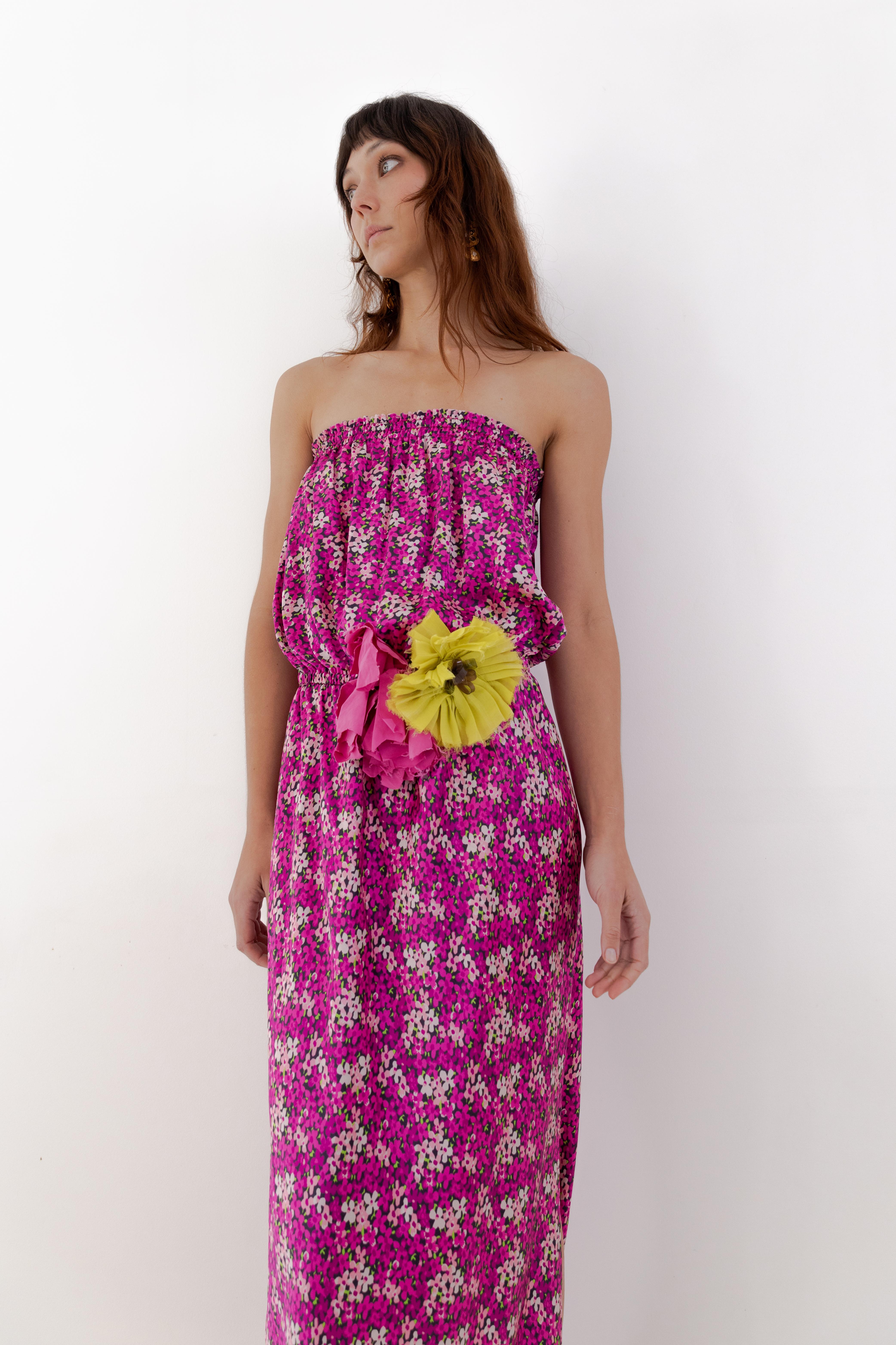 Lanvin Resort 2010 Strapless Floral Print Silk Maxi Gown For Sale 3
