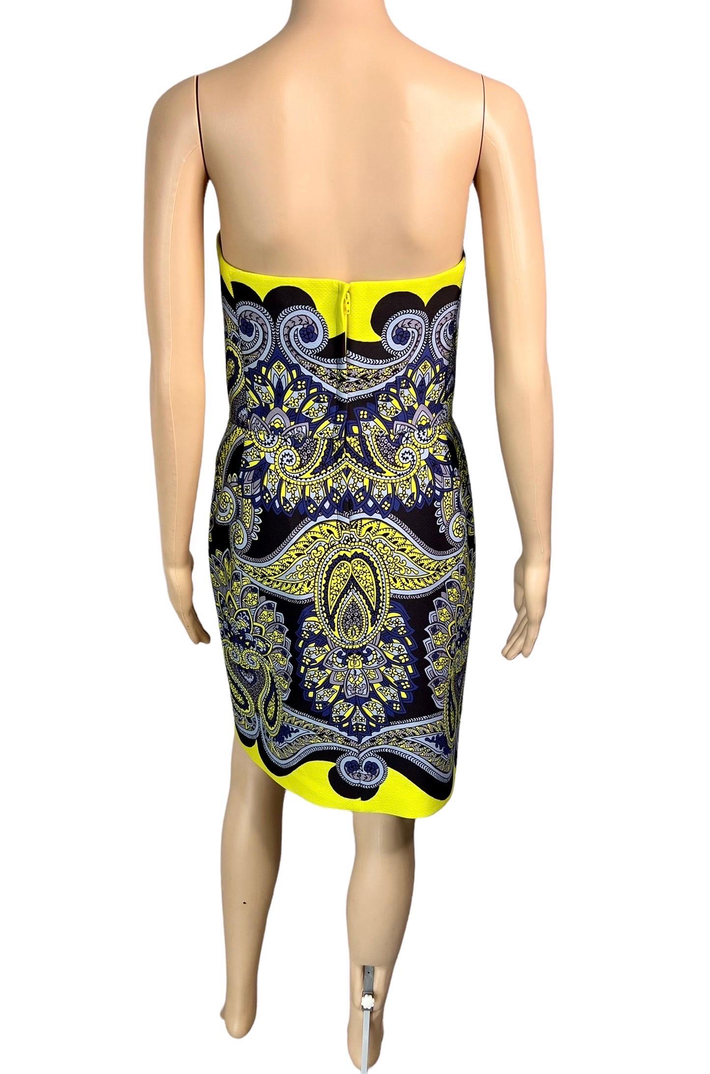 Black Lanvin Resort 2014 Runway Unworn Paisley Print Bustier Strapless Mini Dress For Sale