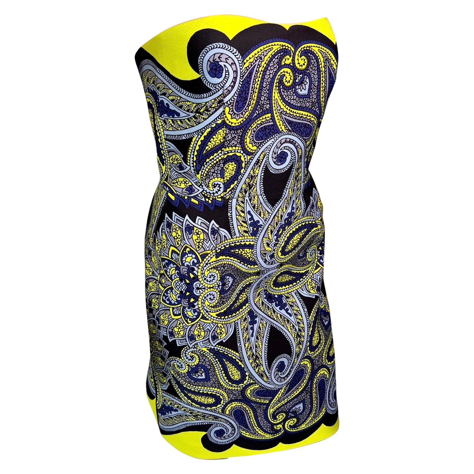 Lanvin Resort 2014 Pasarela Sin Usar Mini Vestido sin Tirantes con Bustier Estampado Paisley