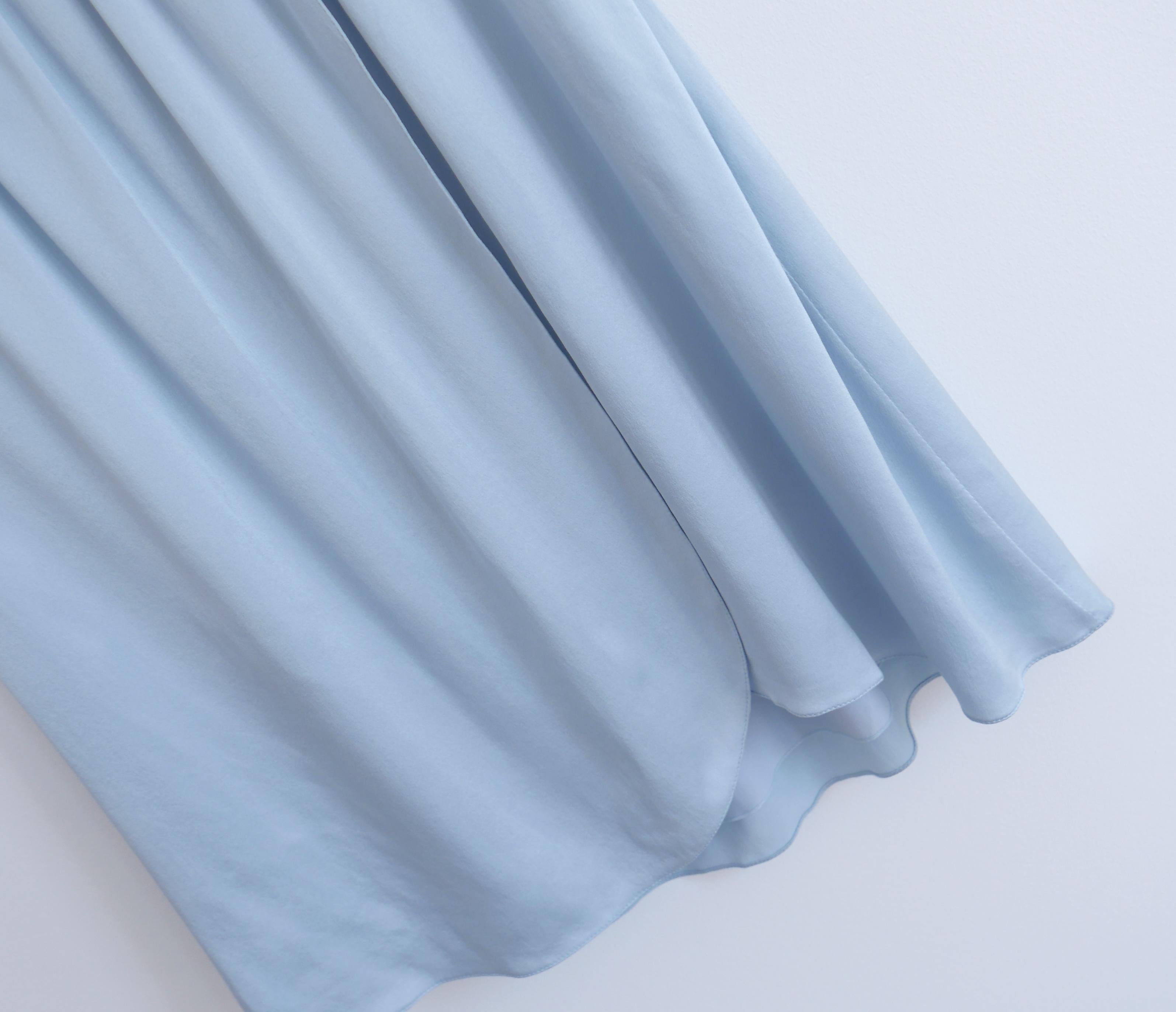Lanvin Resort Sky Blue Silk Draped Dress Spring 2022 In New Condition For Sale In London, GB