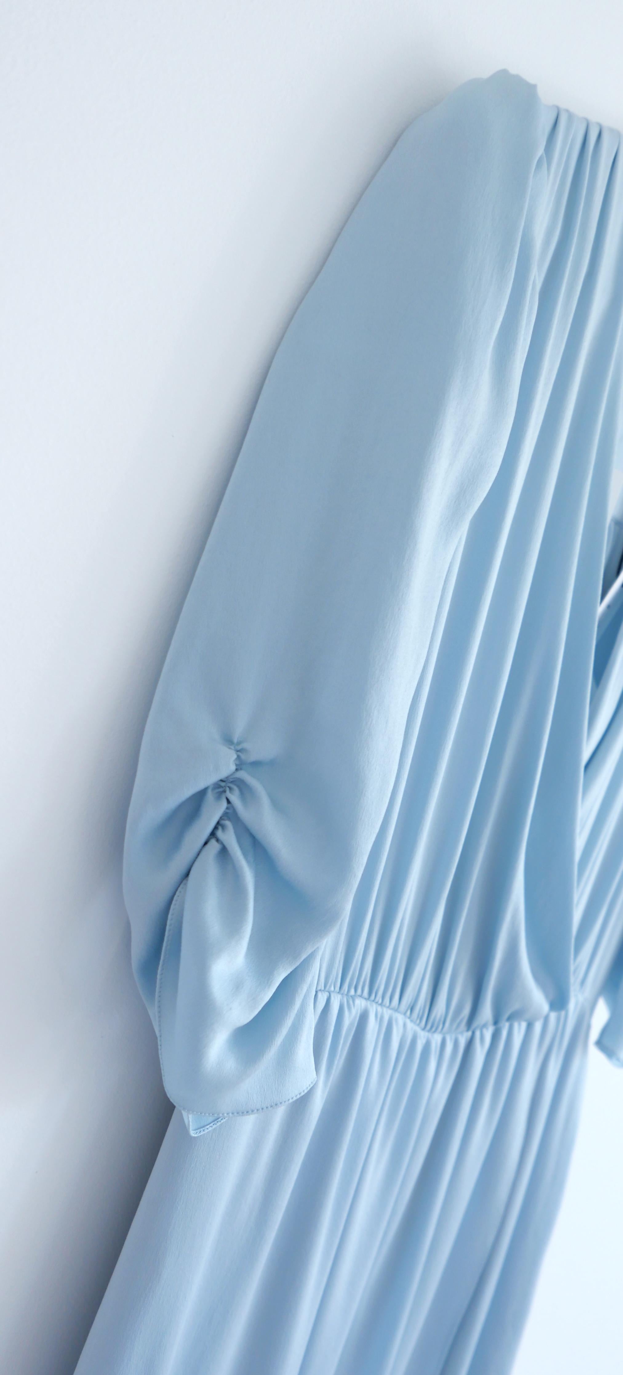 Women's Lanvin Resort Sky Blue Silk Draped Dress Spring 2022 For Sale