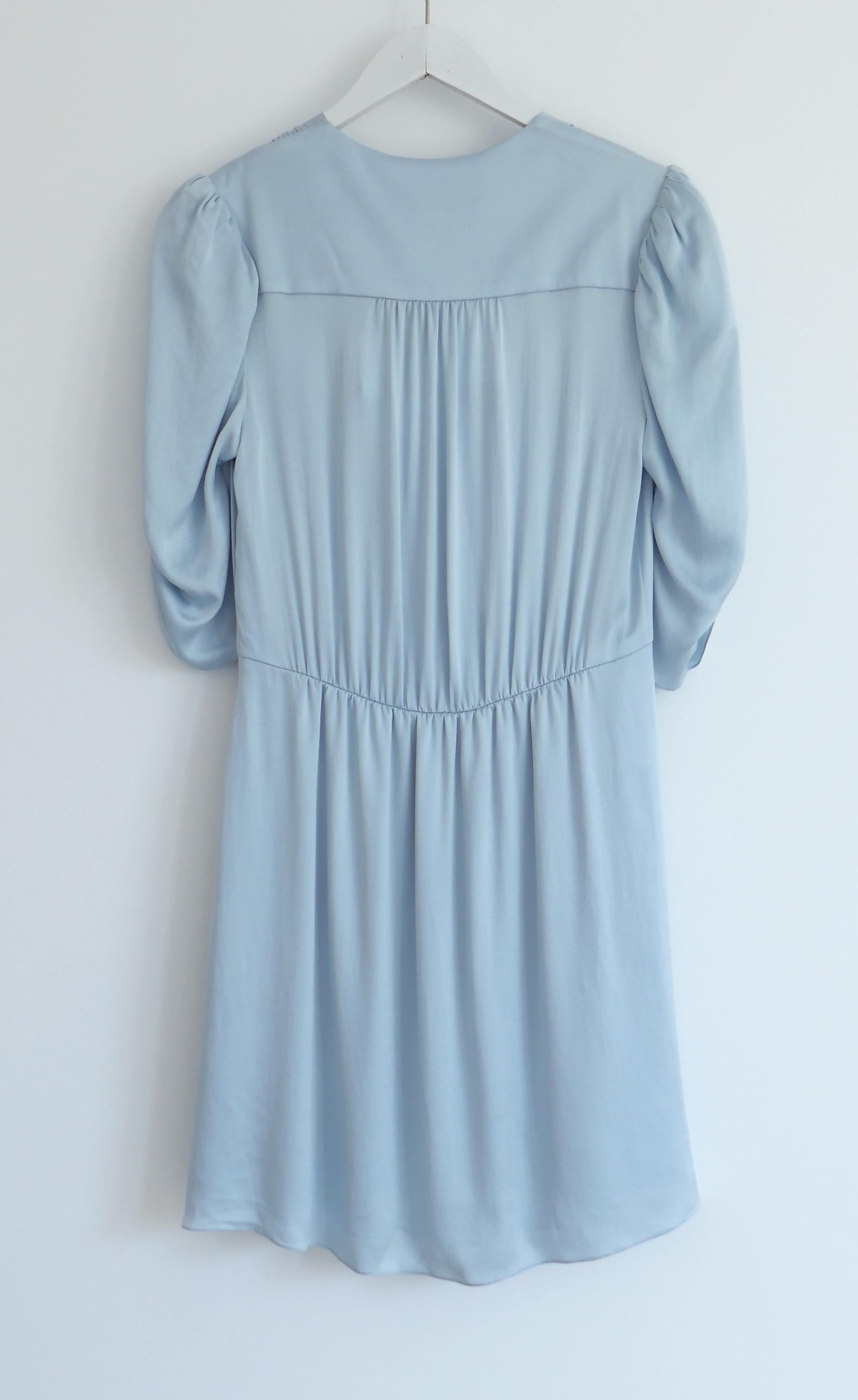 Lanvin Resort Sky Blue Silk Draped Dress Spring 2022 For Sale 1