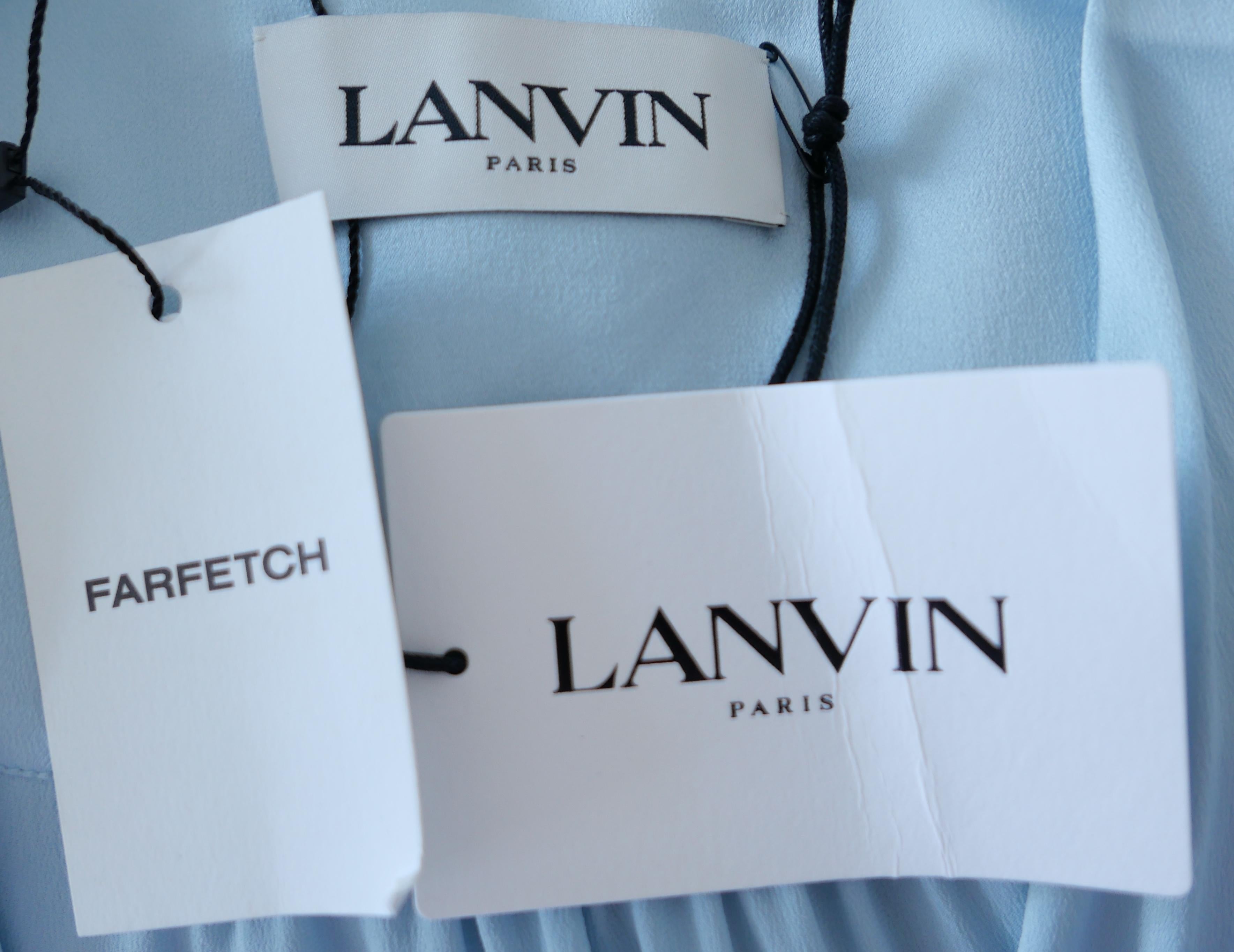 Lanvin Resort Sky Blue Silk Draped Dress Spring 2022 For Sale 3