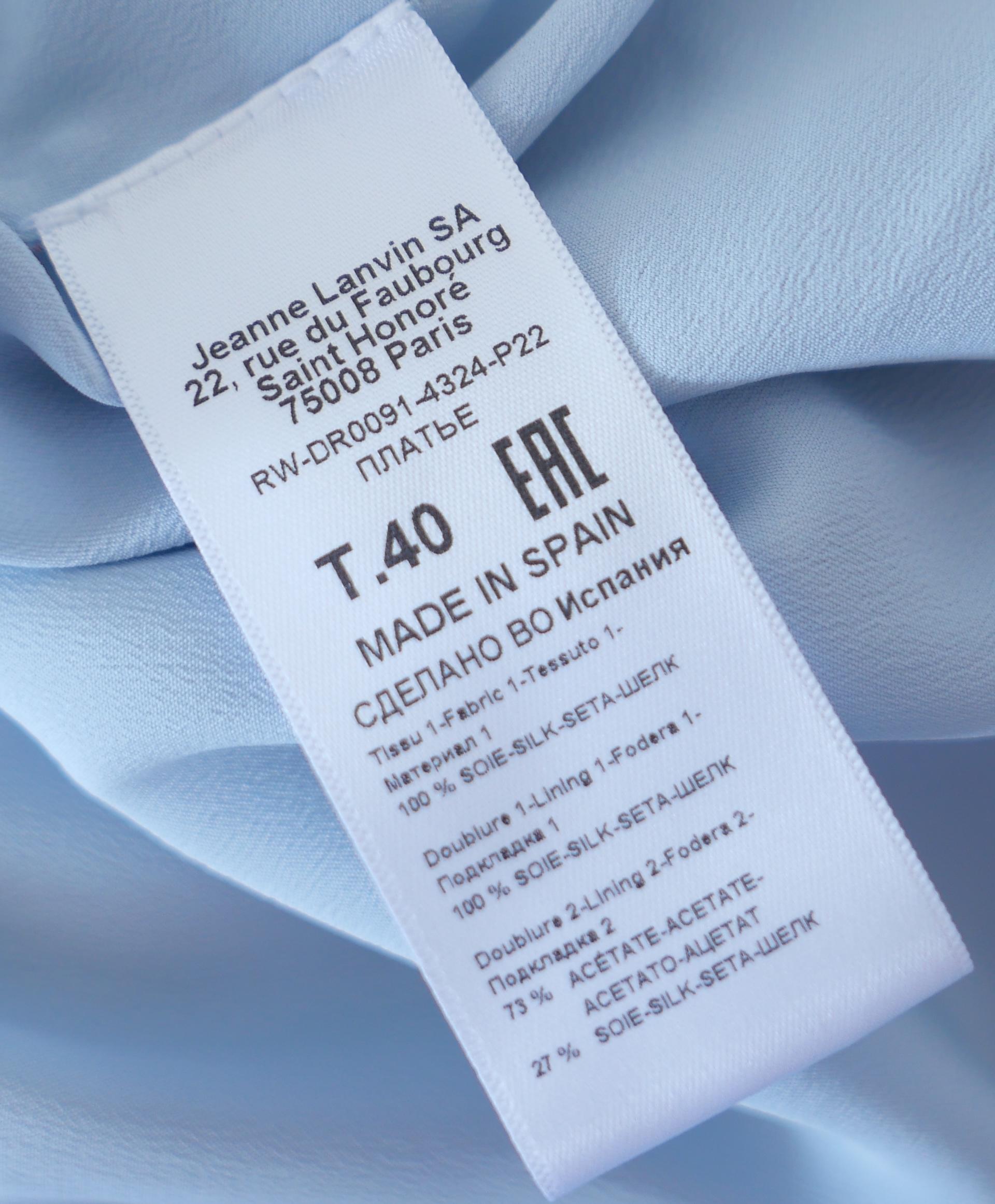 Lanvin Resort Sky Blue Silk Draped Dress Spring 2022 For Sale 5