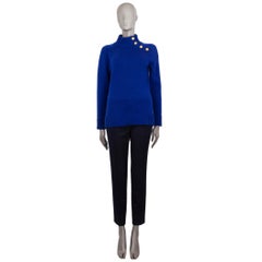 LANVIN royal blue wool BUTTON NECK Turtleneck Sweater XS